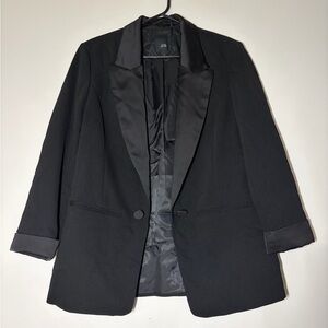 River Island Black Blazer Jacket Satin Lapels
